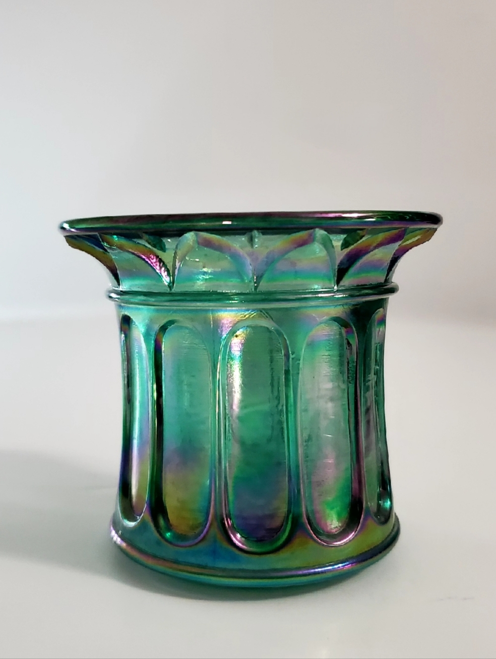 Fenton 1998 Green Carnival Glass Votive Candle Holder - Picture 3 of 13